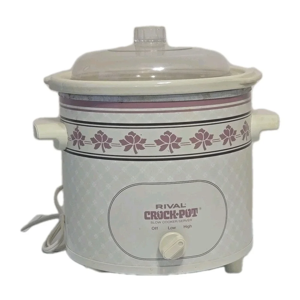 VTG Rival Crock Pot 3.5 Qt Slow Cooker 3150 Tested Working w/ Lid Stone White